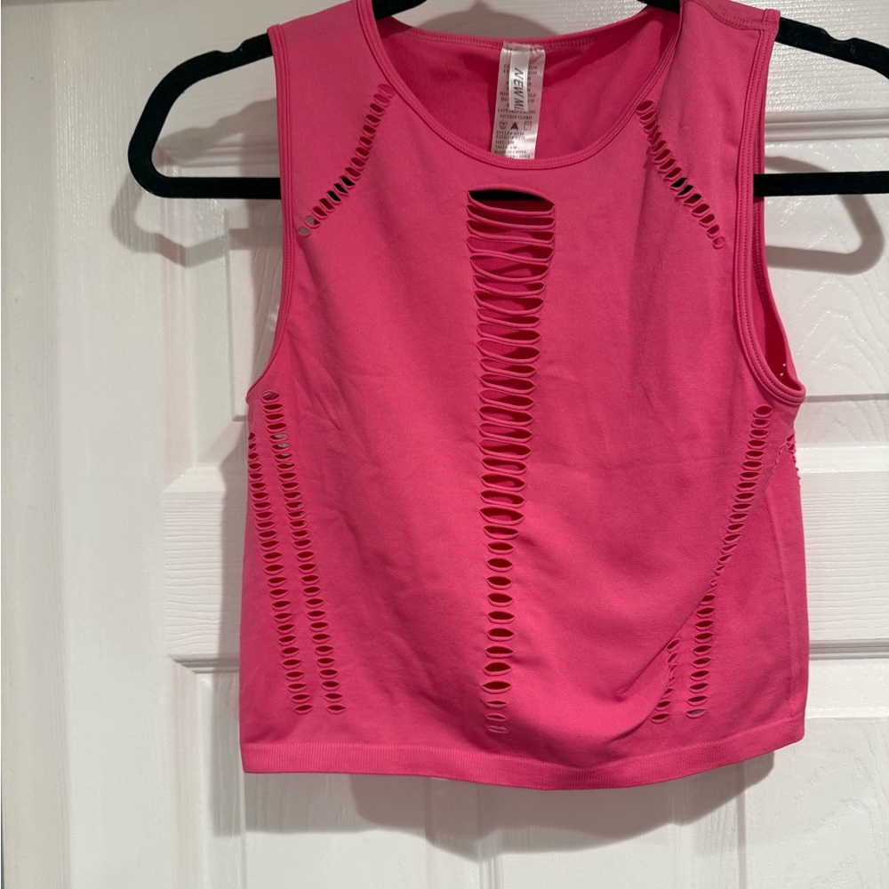 New Mix Hot Pink Cutout Sleeveless Top